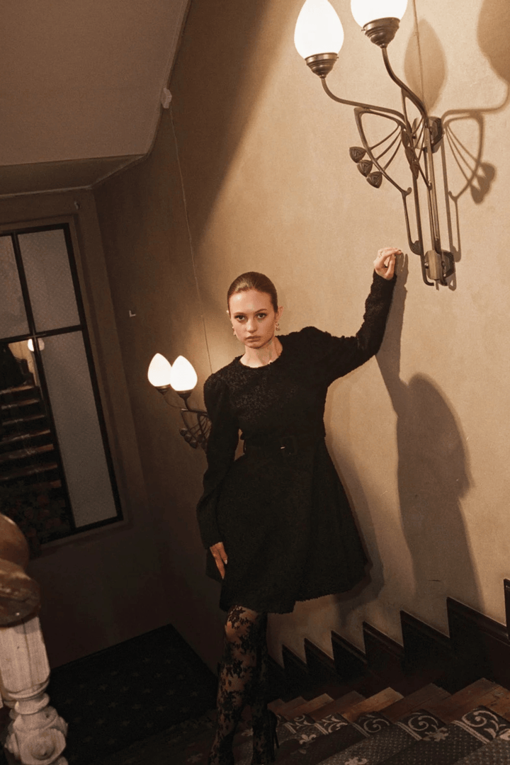 by TiMo Kjoler & jumpsuits Boucle Belt Dress Black