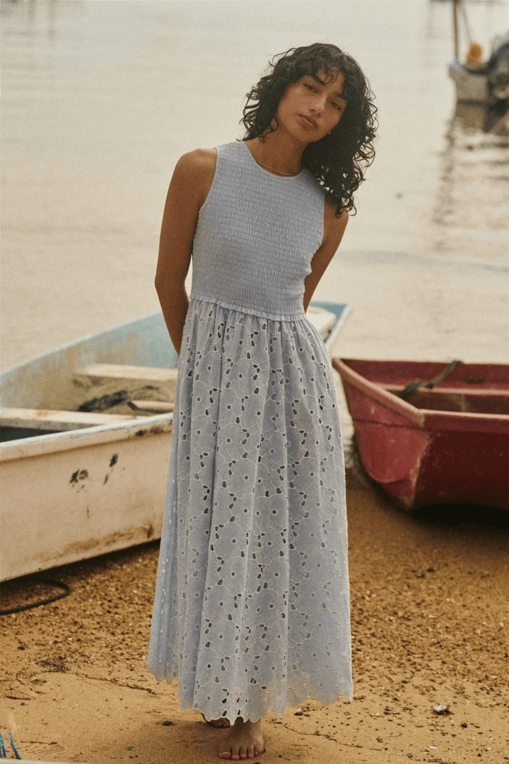 by TiMo Kjoler &amp; jumpsuits Broderie Anglaise Smocking Dress Light Blue