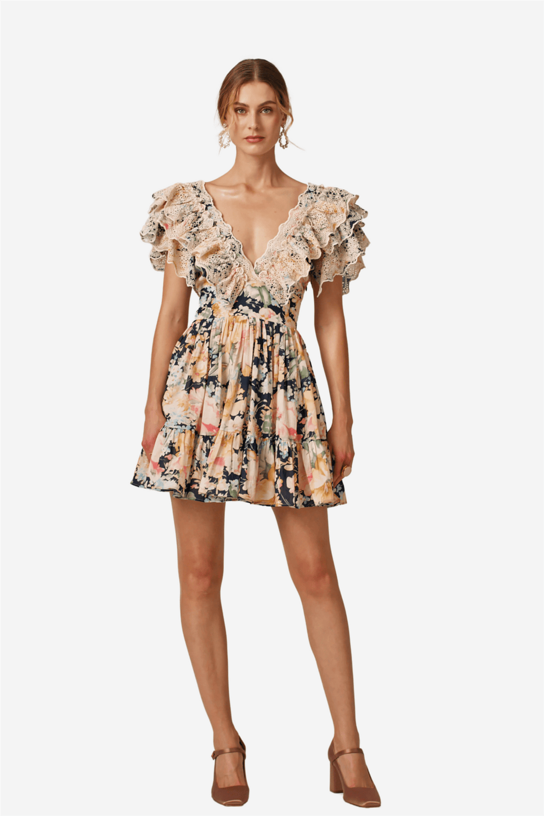 by TiMo Kjoler & jumpsuits Cotton Slub Frilly Dress Blooming Pastels