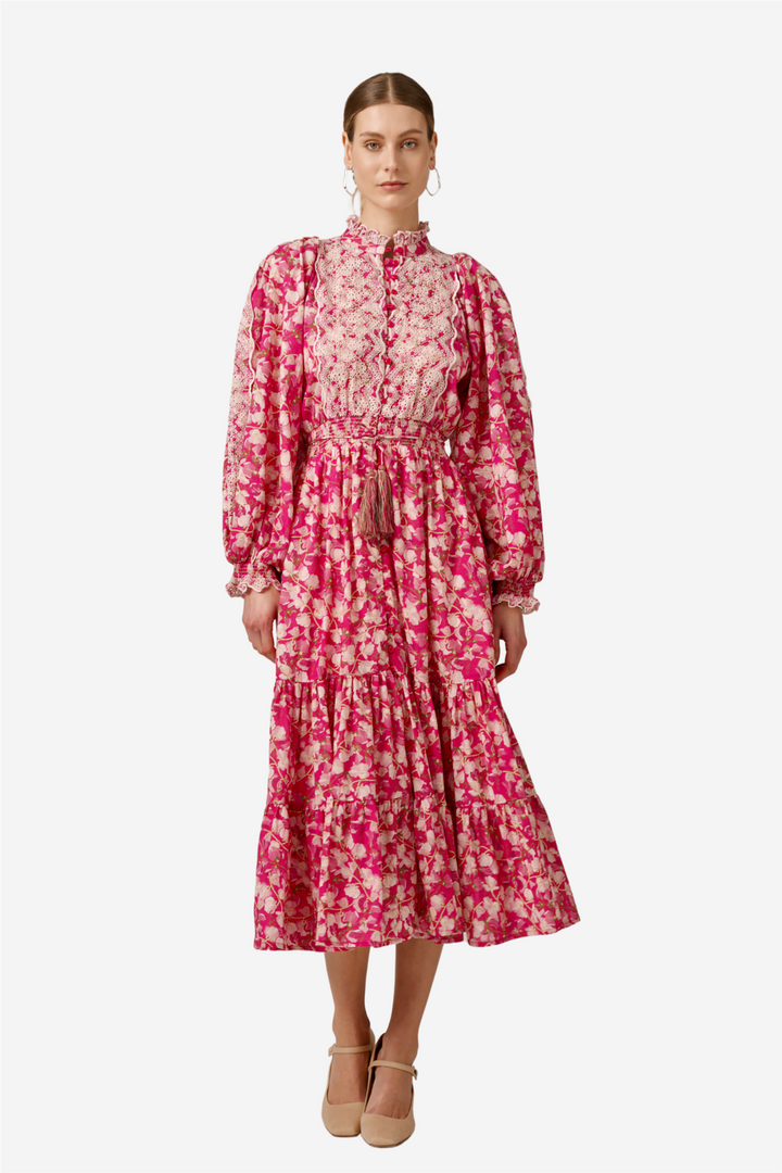 by TiMo Kjoler & jumpsuits Cotton Slub Midi Dress Poppy Meadow