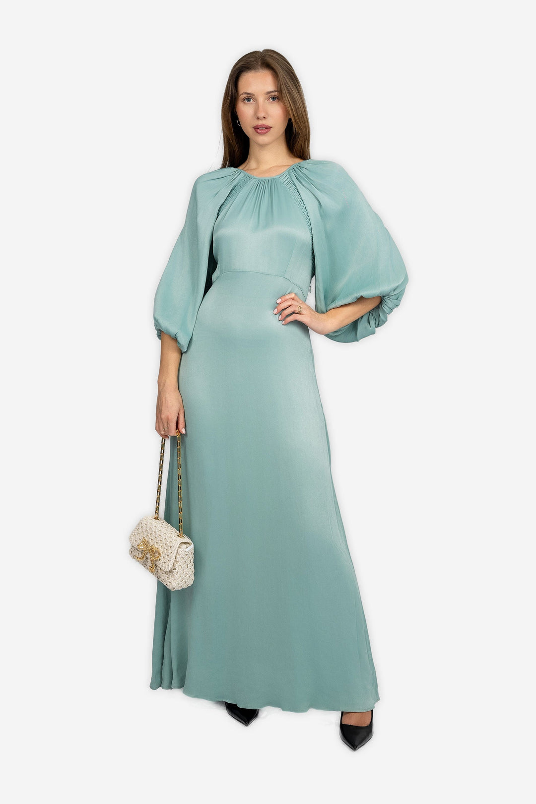 by TiMo Kjoler & jumpsuits Crepe Satin Maxi Dress Turquoise