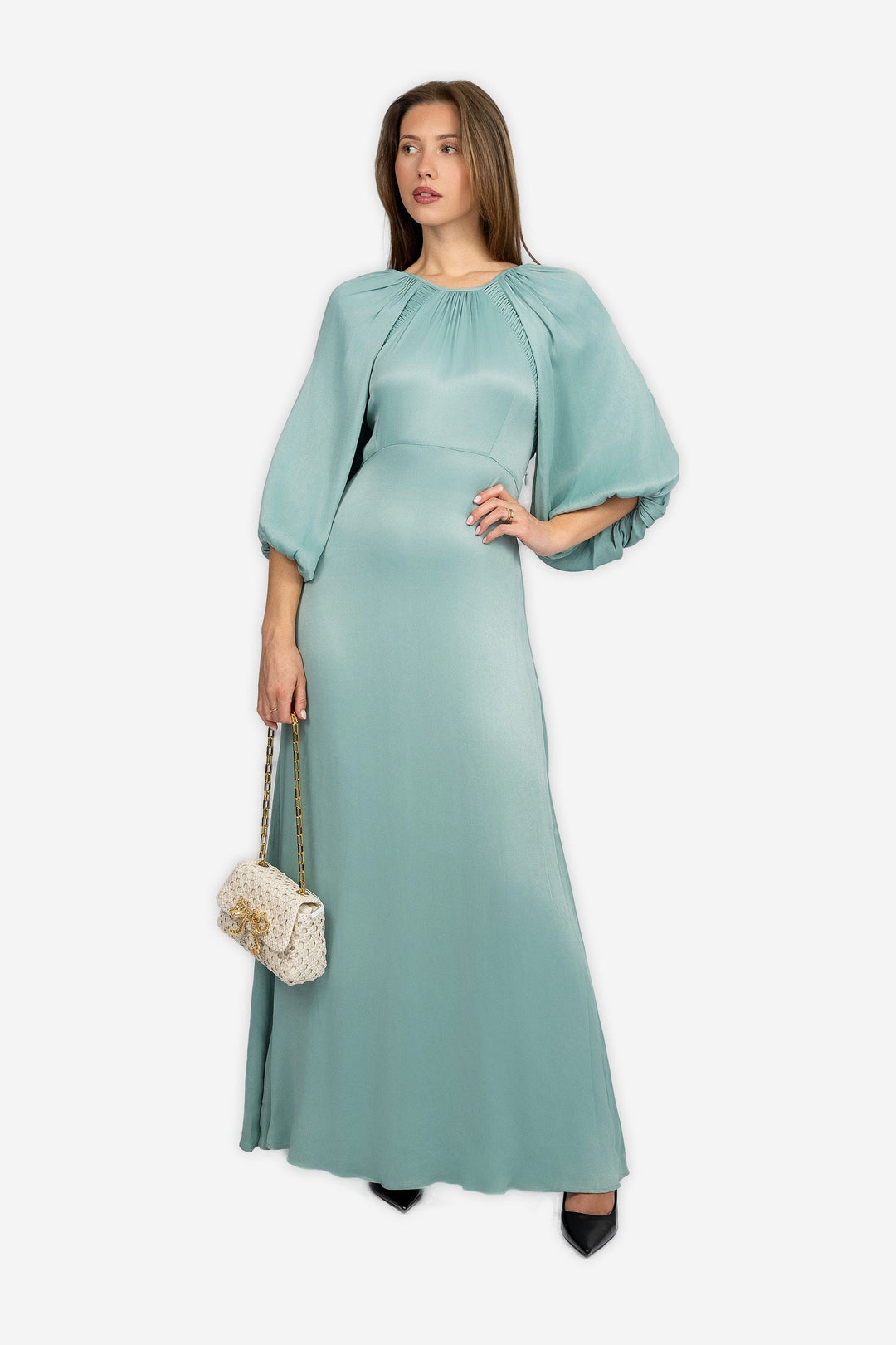 Crepe Satin Maxi Dress Turquoise Me & My Cousin Crepe Satin Maxi Dress Turquoise Me & My Cousin