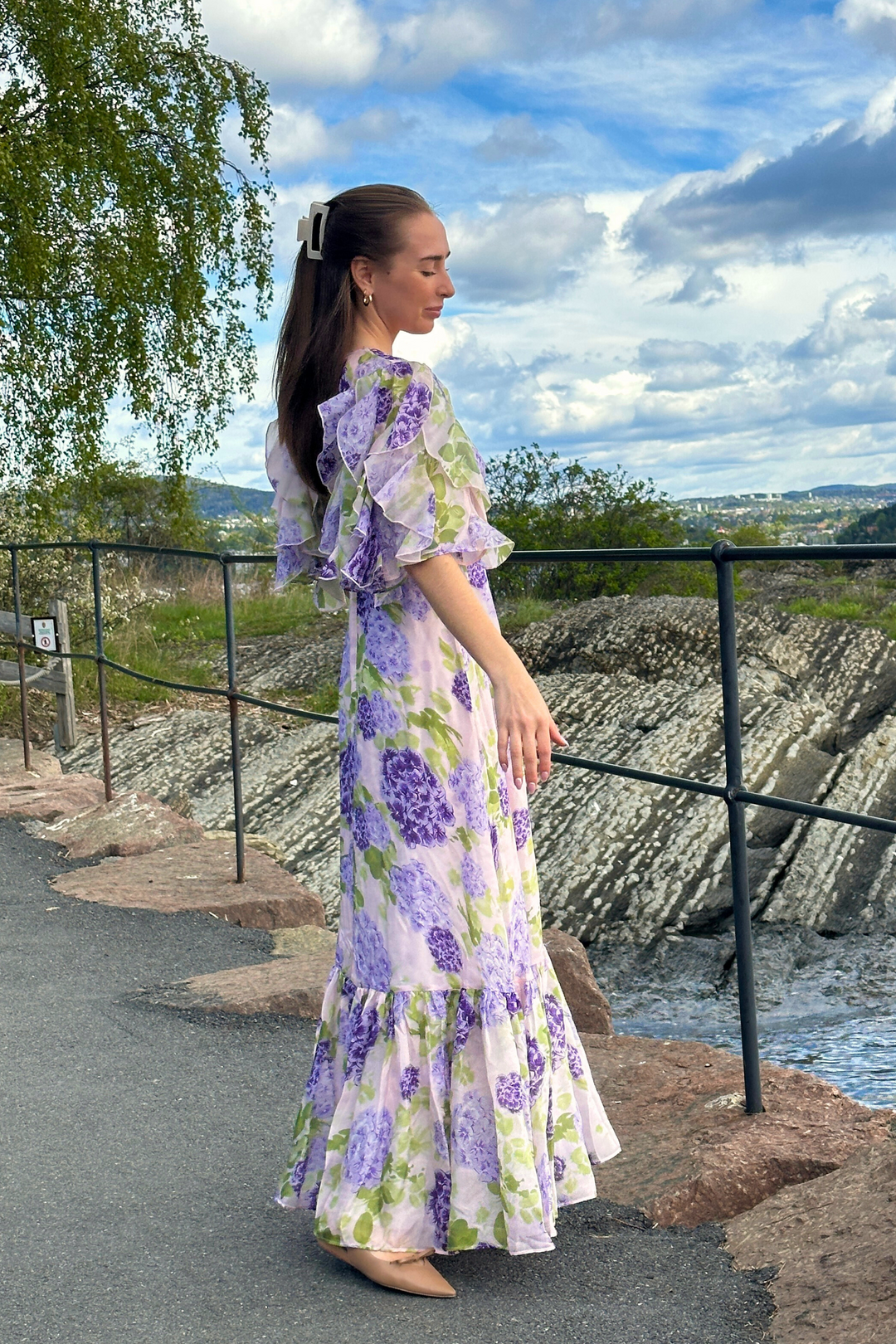 by TiMo Kjoler & jumpsuits Cupro Maxi Dress Purple Flowerfield