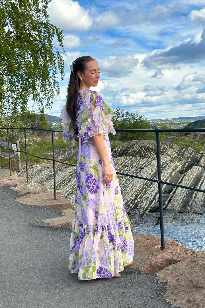 by TiMo Kjoler & jumpsuits Cupro Maxi Dress Purple Flowerfield