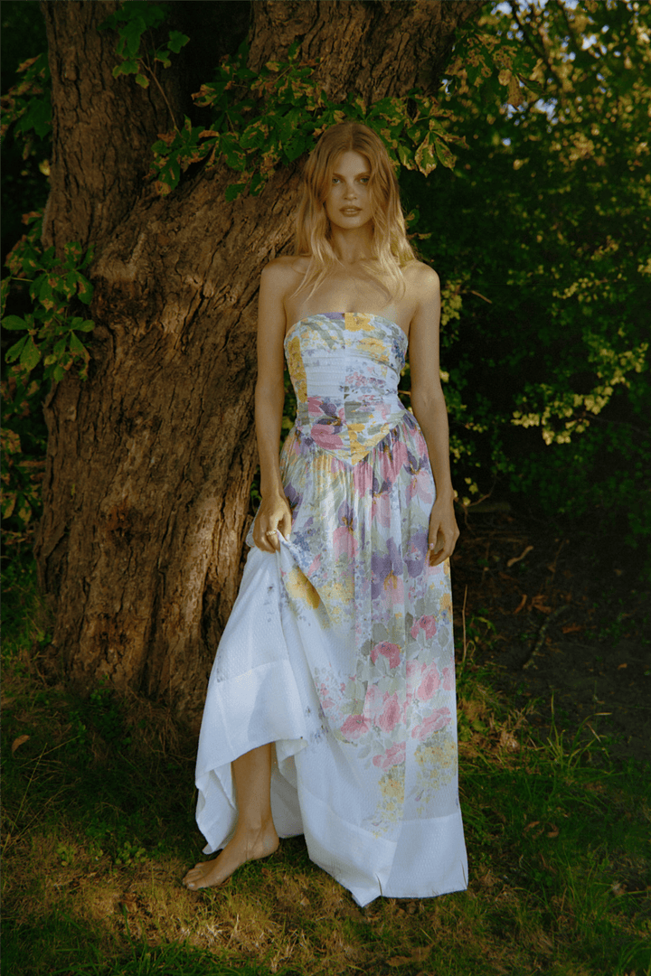 by TiMo Kjoler & jumpsuits Dotted Georgette Bandeau Dress Flower Meadow