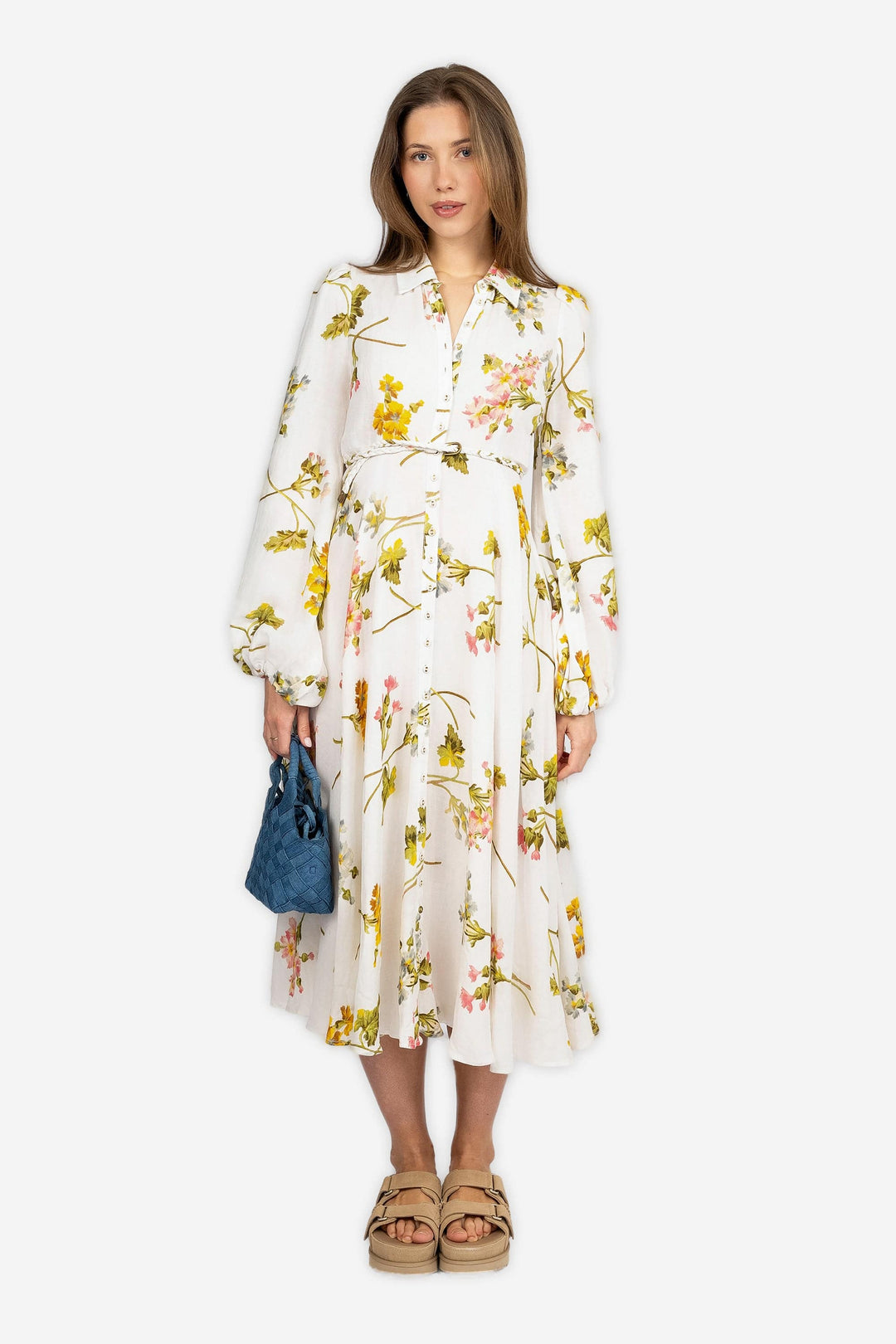 by TiMo Kjoler & jumpsuits Linen Collared Maxi Dress Botanical