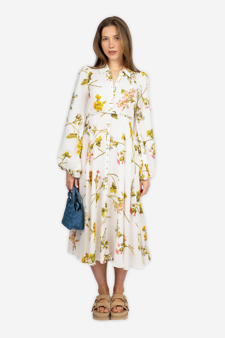 by TiMo Kjoler & jumpsuits Linen Collared Maxi Dress Botanical