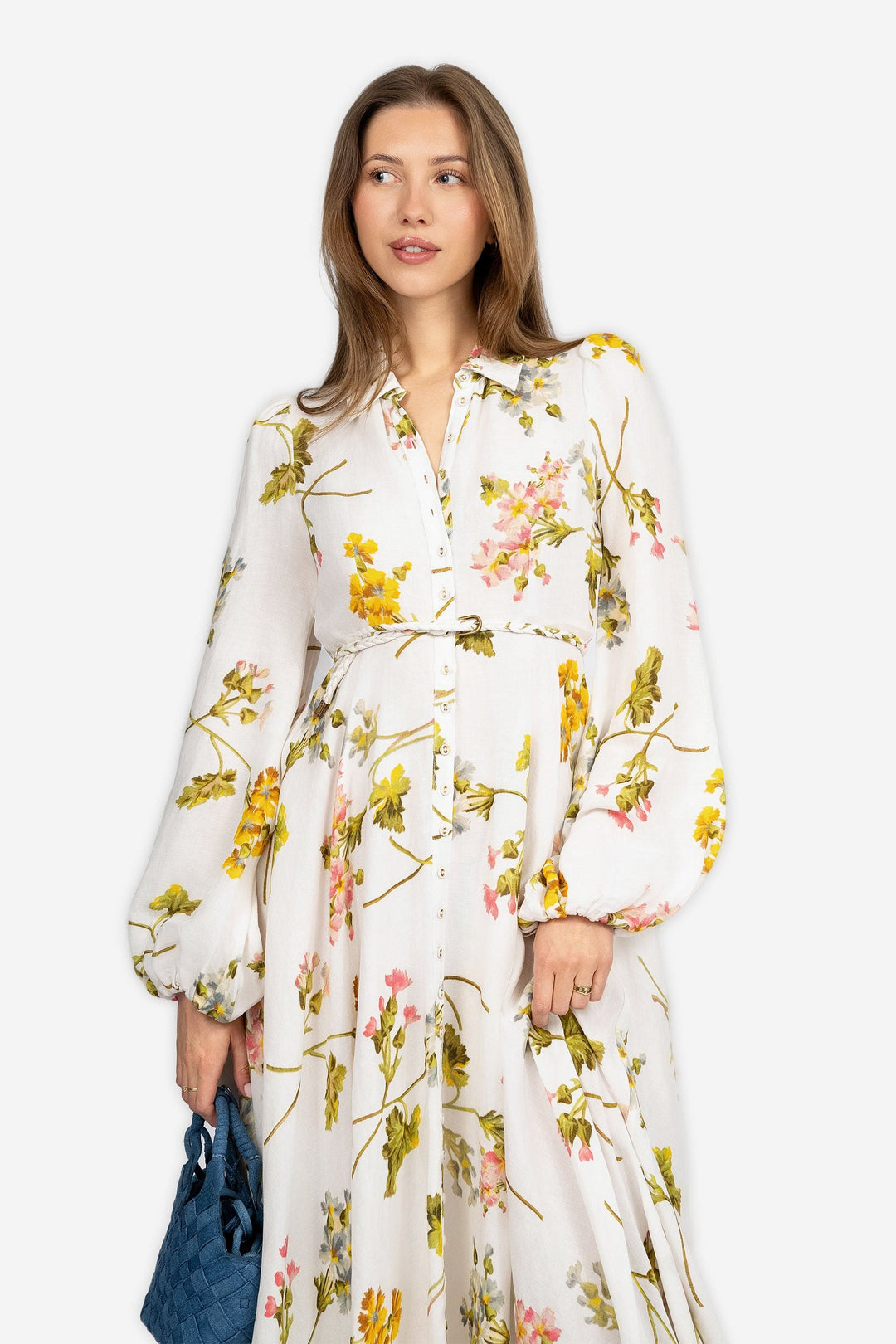 by TiMo Kjoler & jumpsuits Linen Collared Maxi Dress Botanical