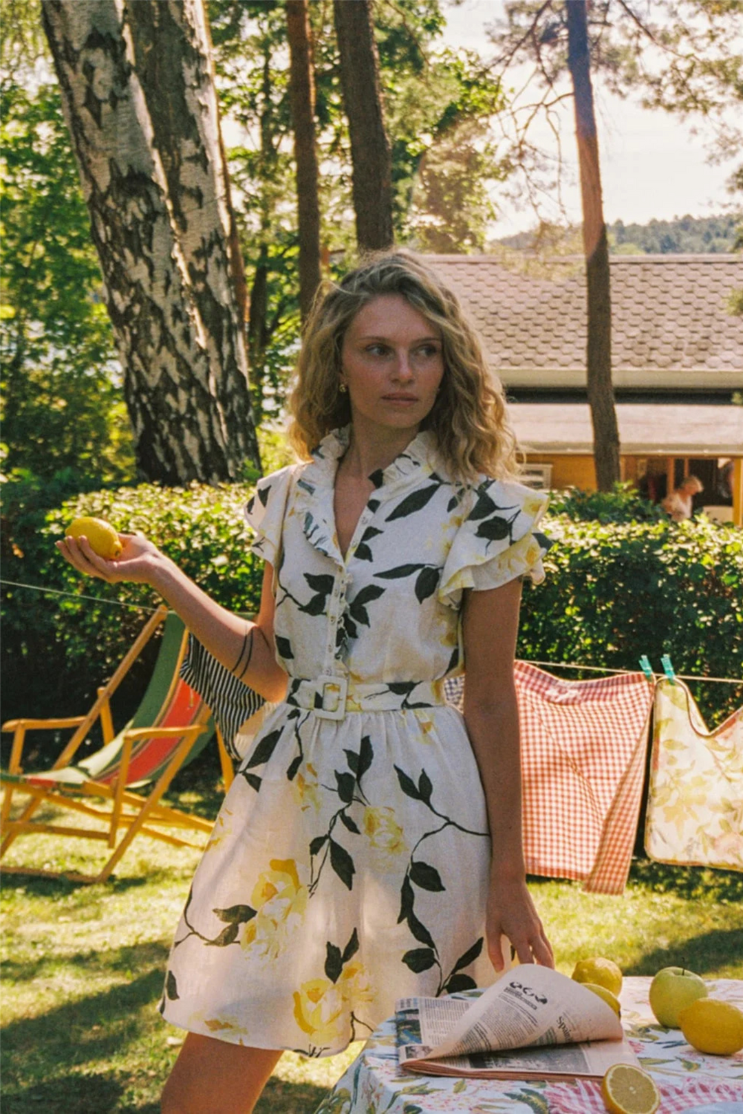 by TiMo Kjoler & jumpsuits Linen Ruffle Dress Sunlight