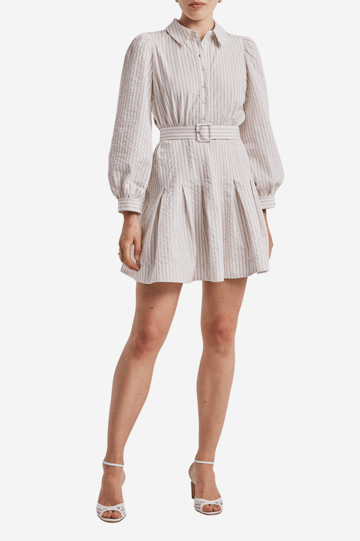 by TiMo Kjoler & jumpsuits Seersucker Pleated Dress Khaki Stripe