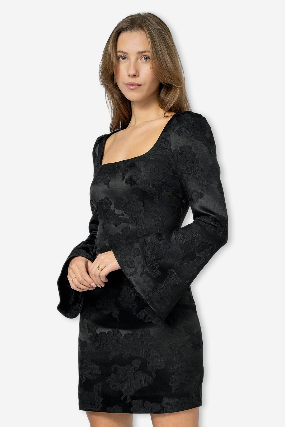 Silk Jacquard Mini Dress Black Silk Jacquard Mini Dress Black