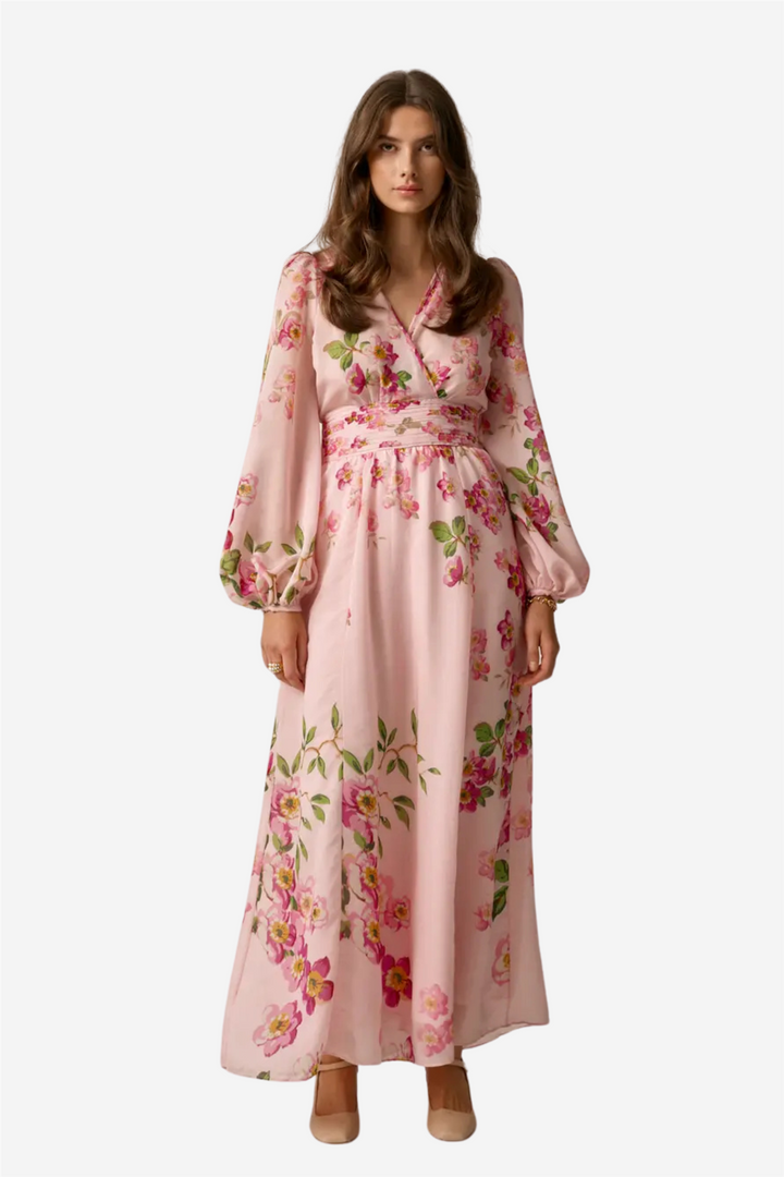 by TiMo Kjoler & jumpsuits Viscose V-Neck Dress Cherry Blossom