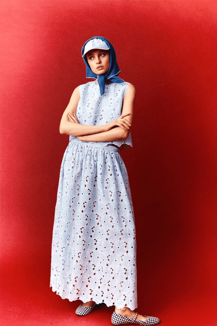 by TiMo Skjørt Broderie Anglaise Skirt Light Blue