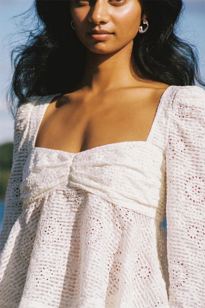 by TiMo Topper & t-skjorter Checks Flared Top Off White