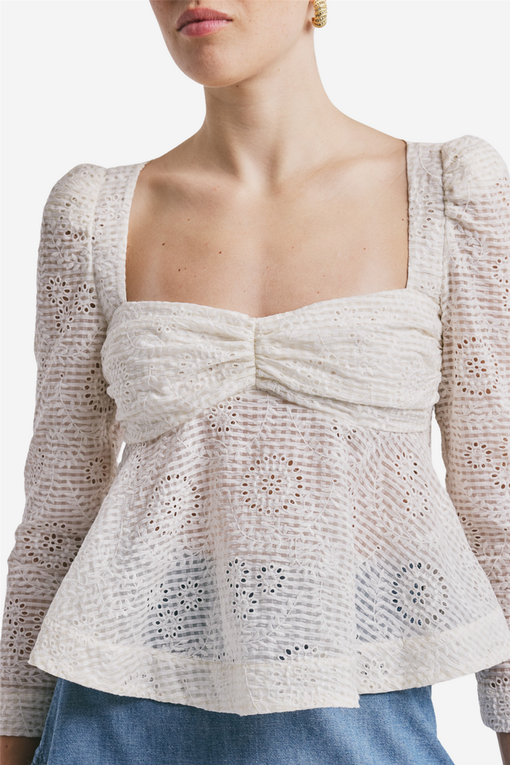 by TiMo Topper & t-skjorter Checks Flared Top Off White