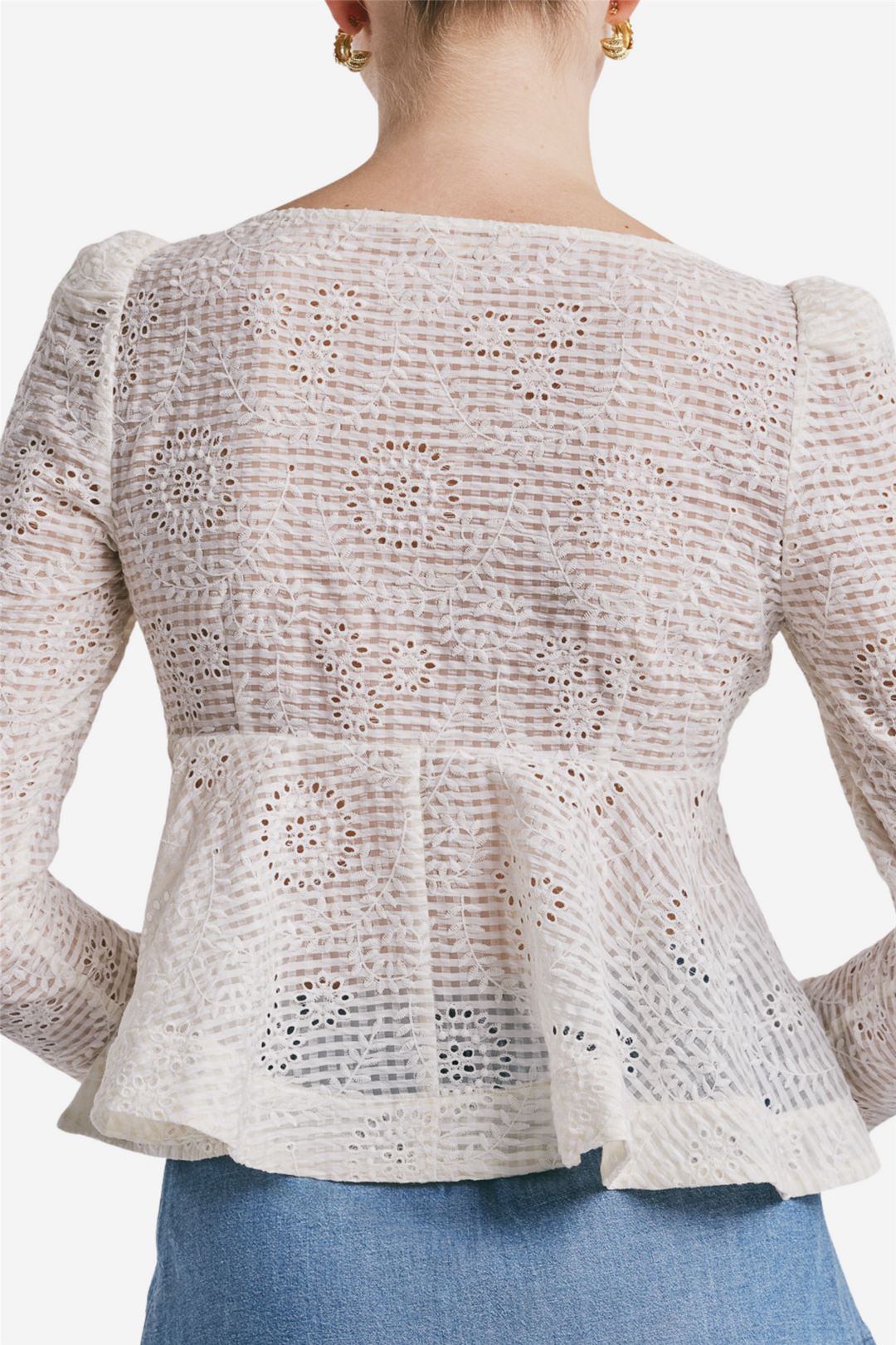 by TiMo Topper & t-skjorter Checks Flared Top Off White