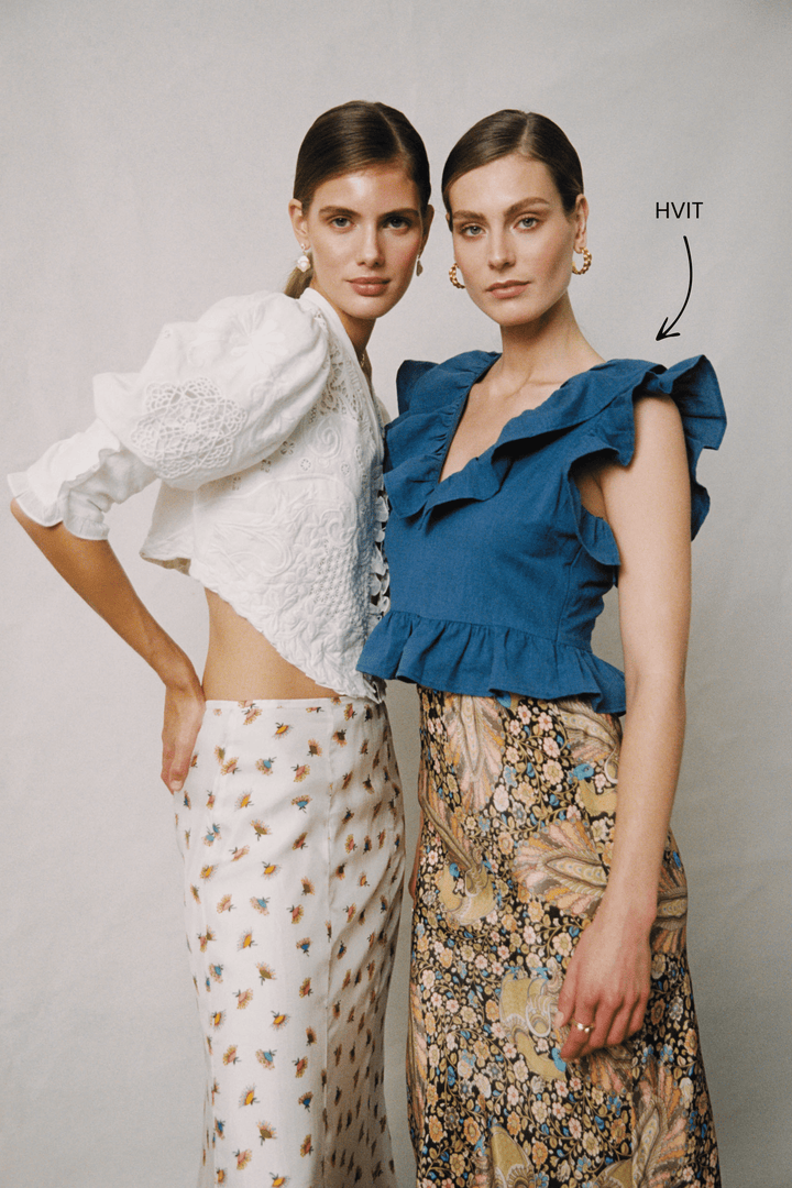 by TiMo Topper & t-skjorter Linen Ruffle Top White