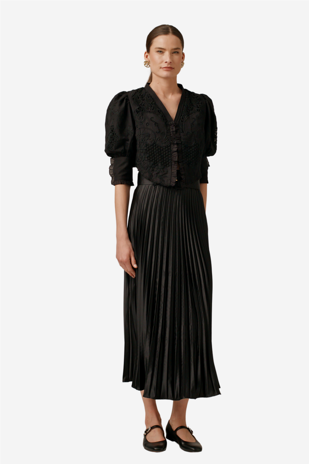 by TiMo Yttertøy Linen Embroidery Jacket Black