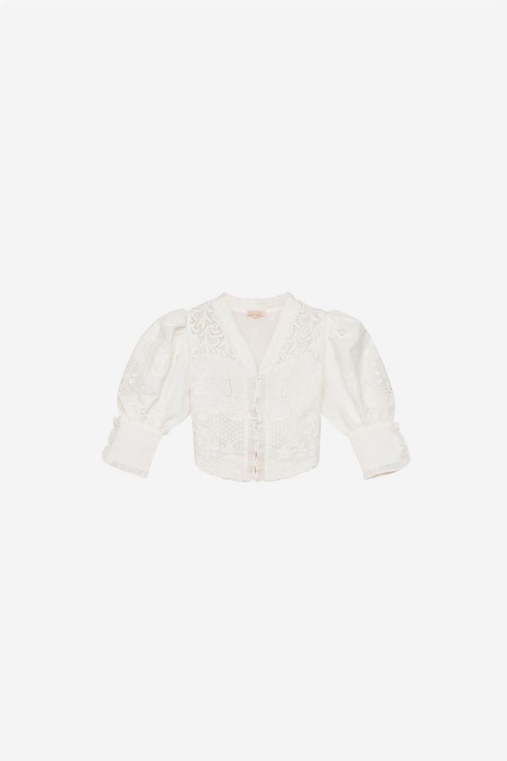 by TiMo Yttertøy Linen Embroidery Jacket White