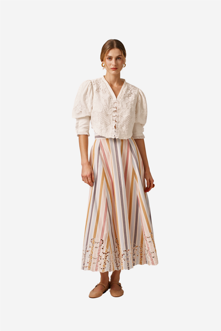 by TiMo Yttertøy Linen Embroidery Jacket White