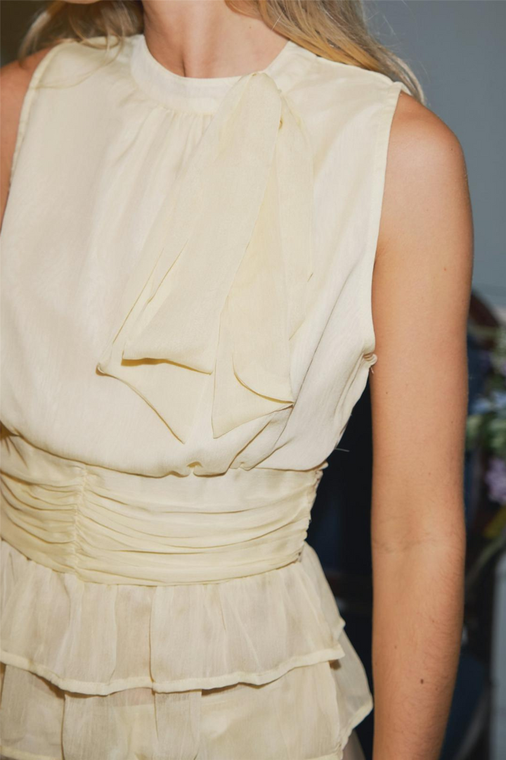 Ansol Solid Chiffon Top Light Yellow