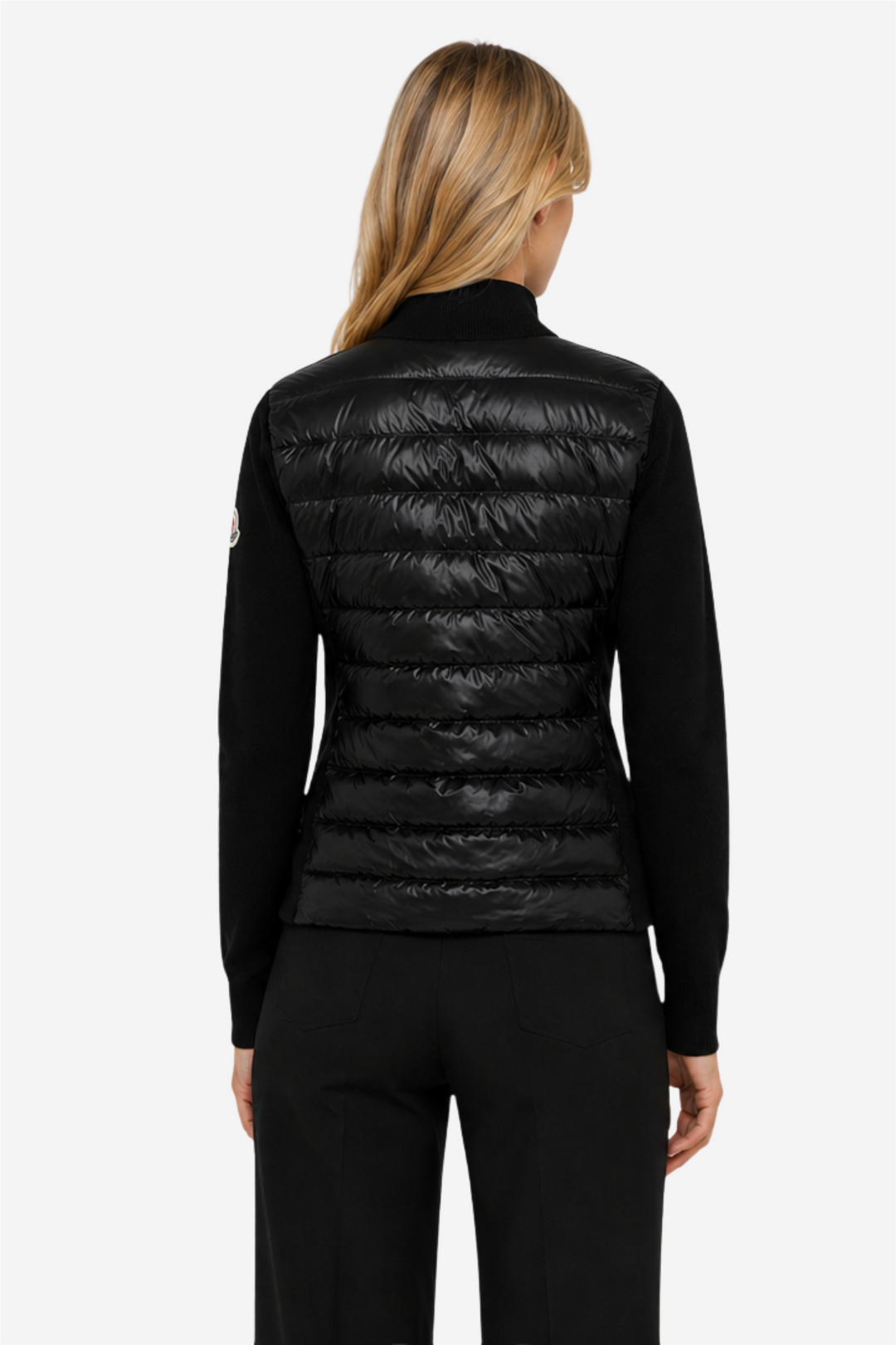 Padded Wool Cardigan Black