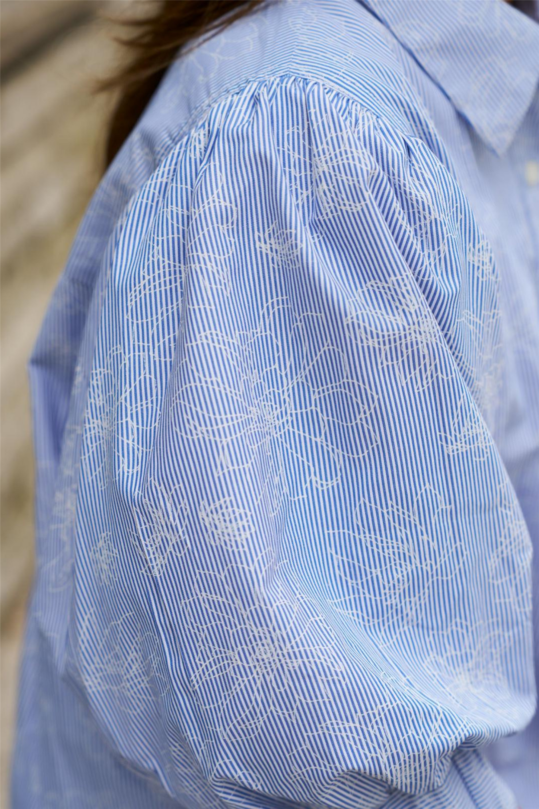 Etta Flower Stripe Shirt Light Blue