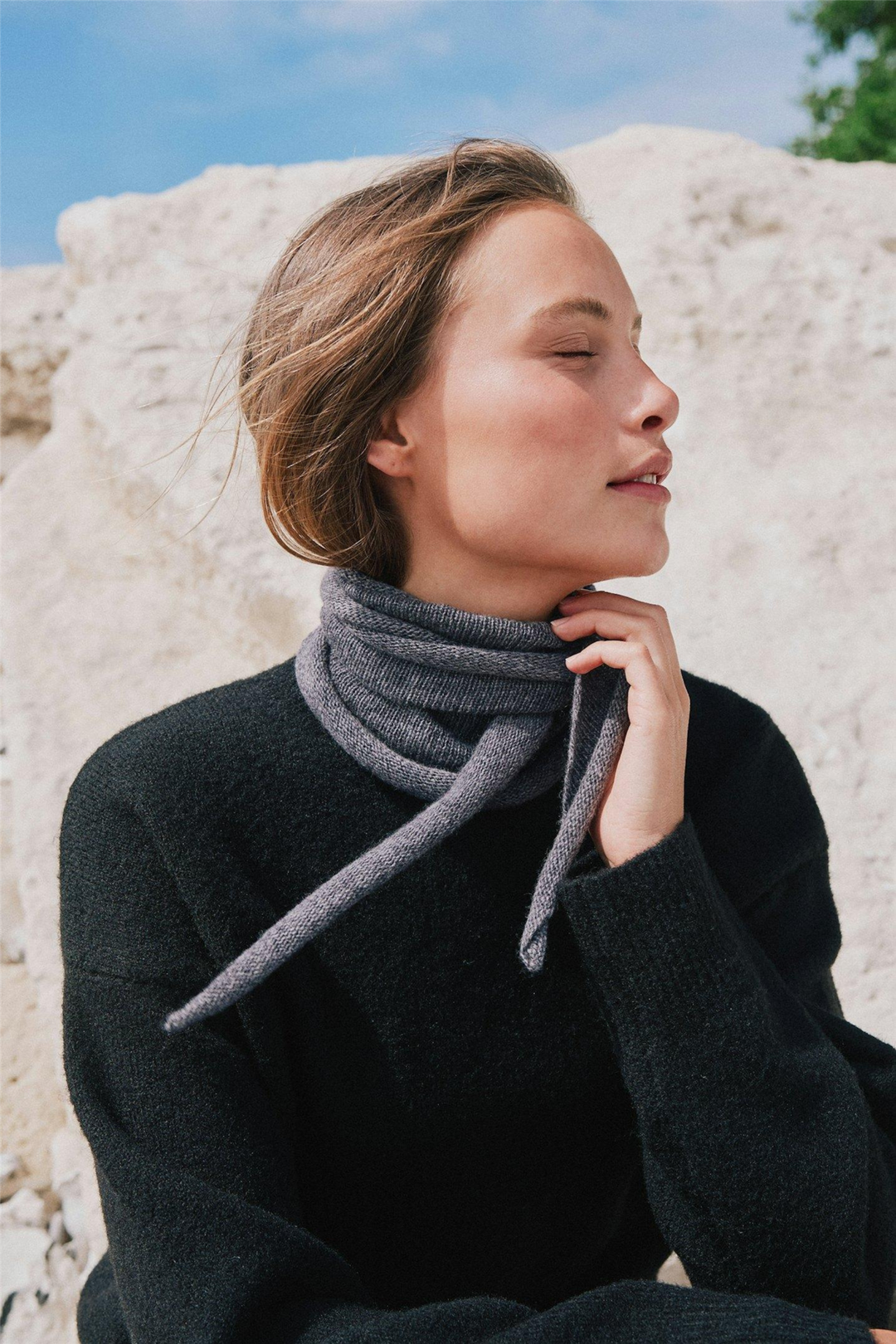 Misty Knit Scarf Anthracit Melange