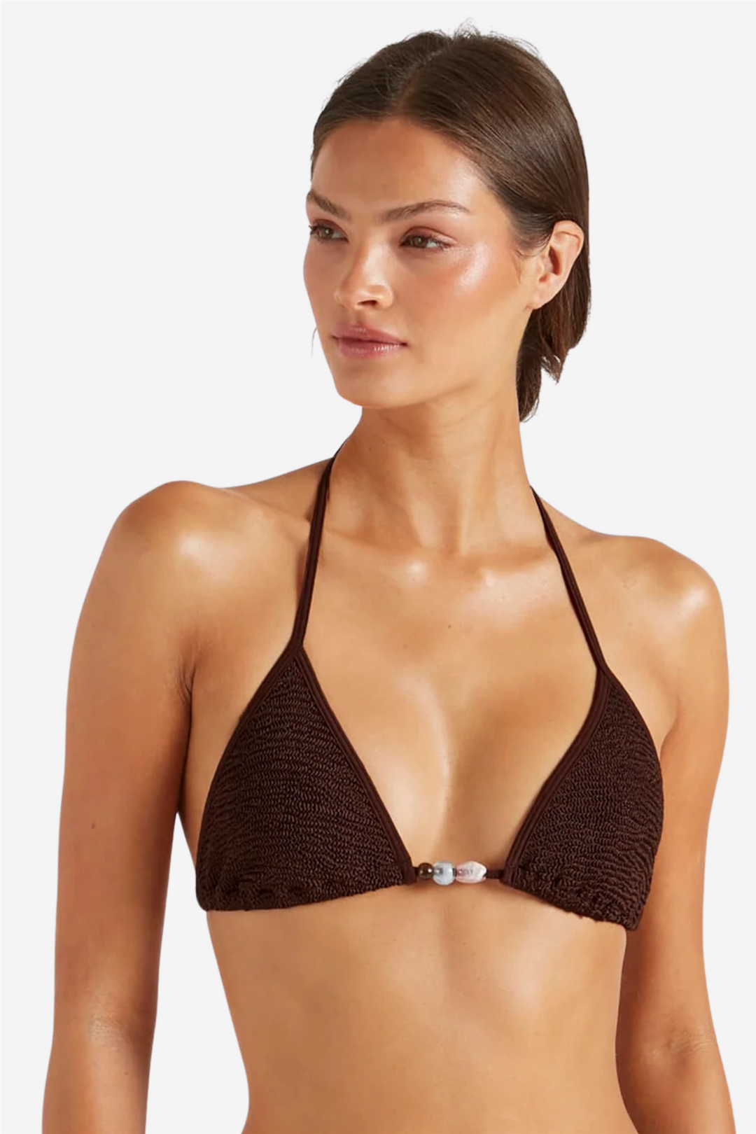 Gina Beaded Bikini Metallic Chocolate