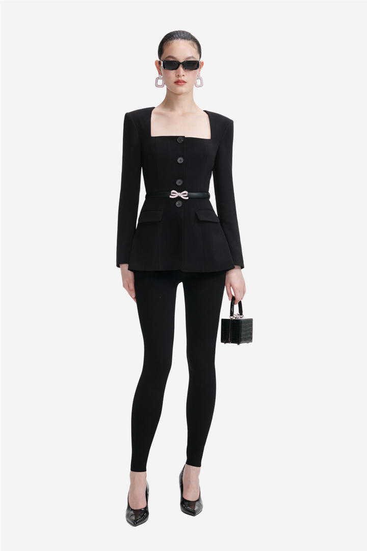 Crepe Tailored Top Black