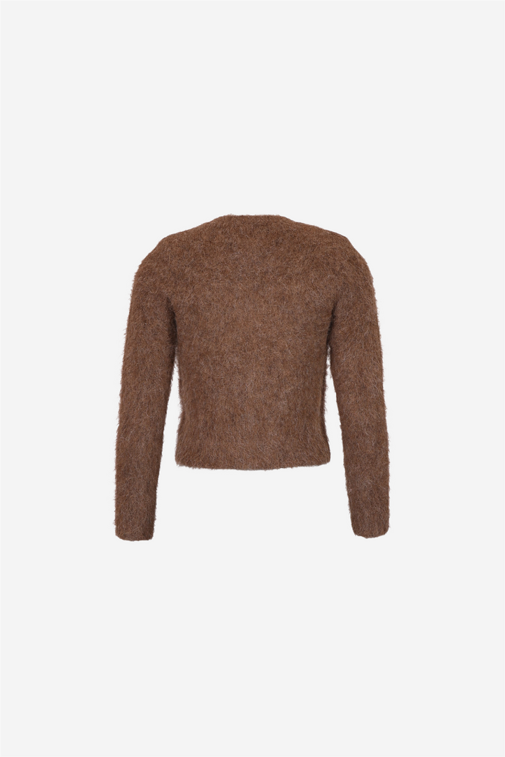 Hairy Knit Jacket Brown