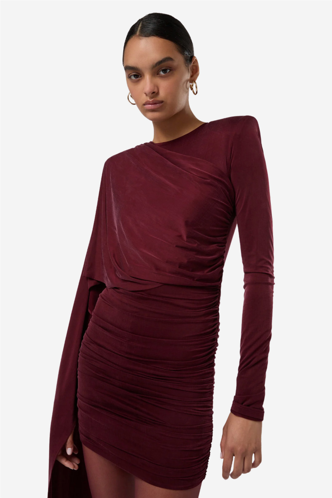 Xenia Cape Effect Mini Dress Rouge Noir