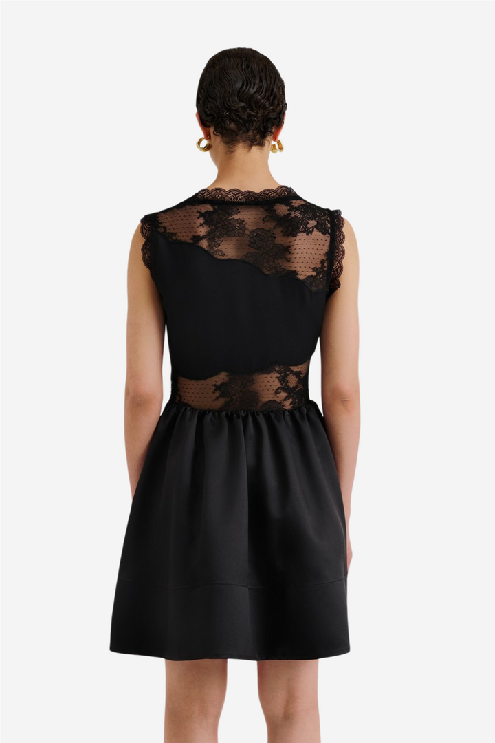 Rosy Lace Cut Out Mini Dress Black