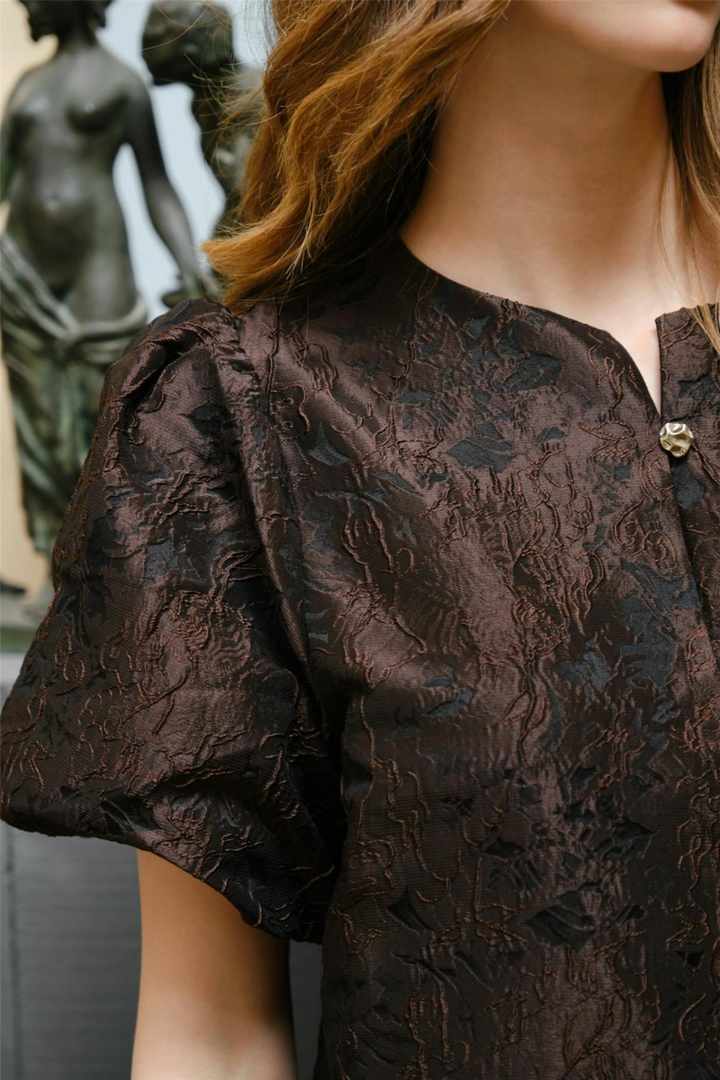 Aisa Brocade Blouse Dark Brown