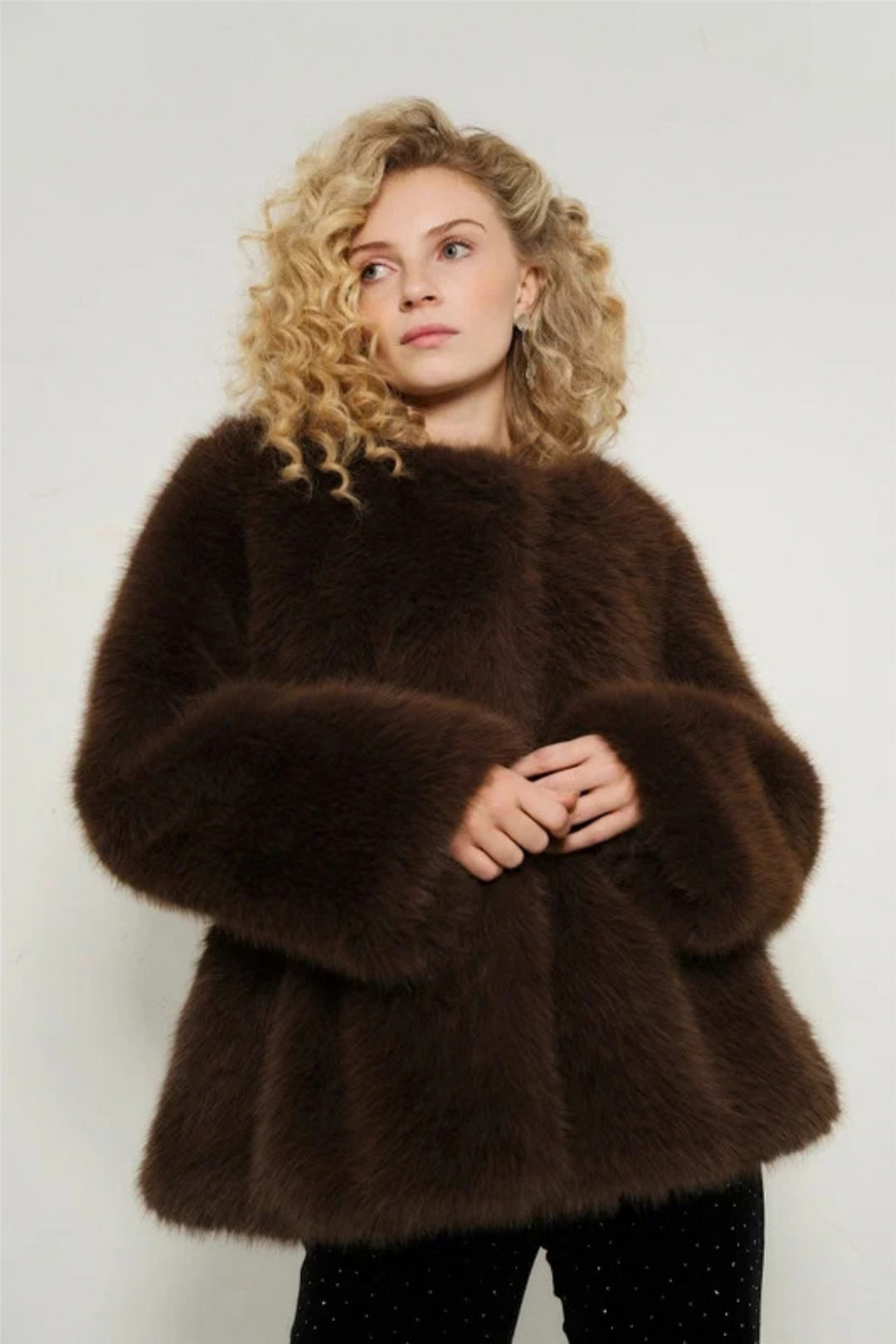 Grace Fake Fur Jacket Brown