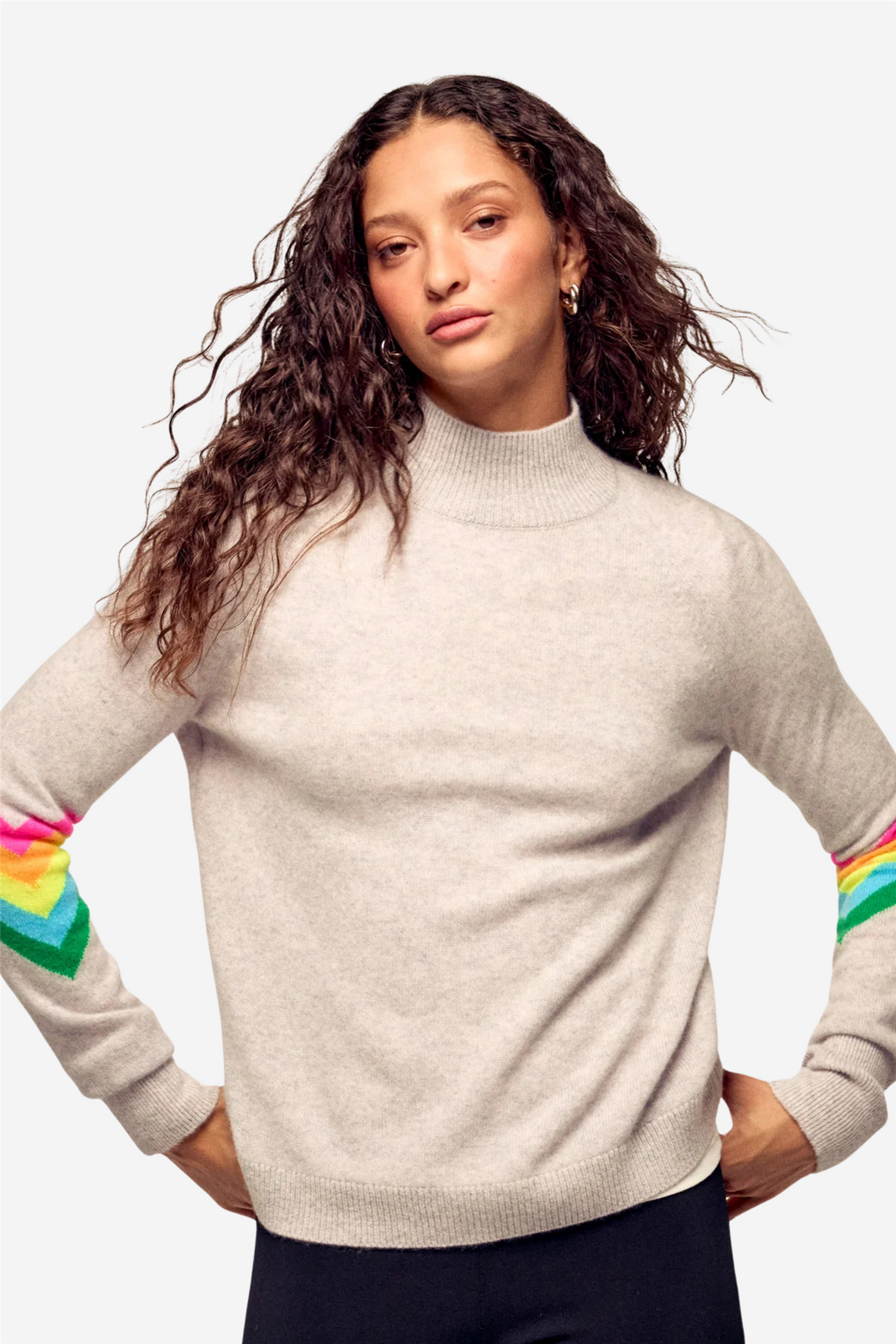 Striped Mock-Neck Sweater