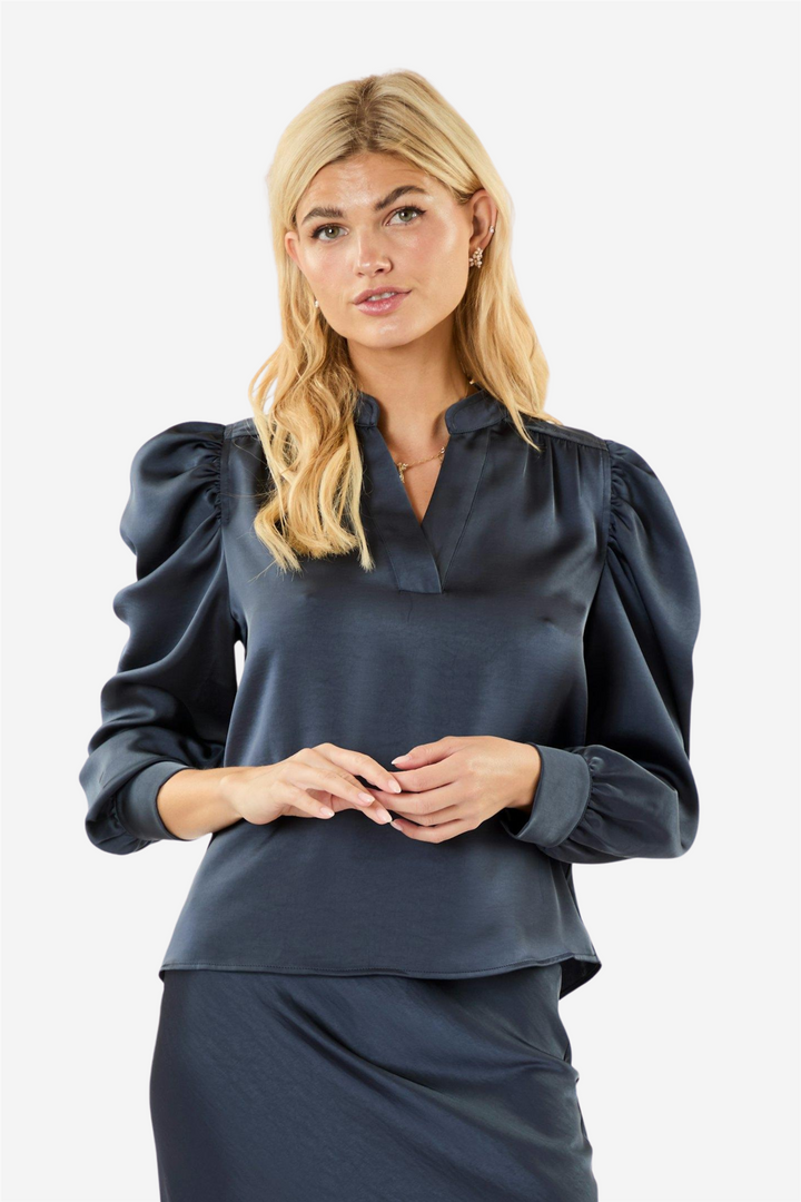 Rosslyn Heavy Sateen Blouse Midnight Blue