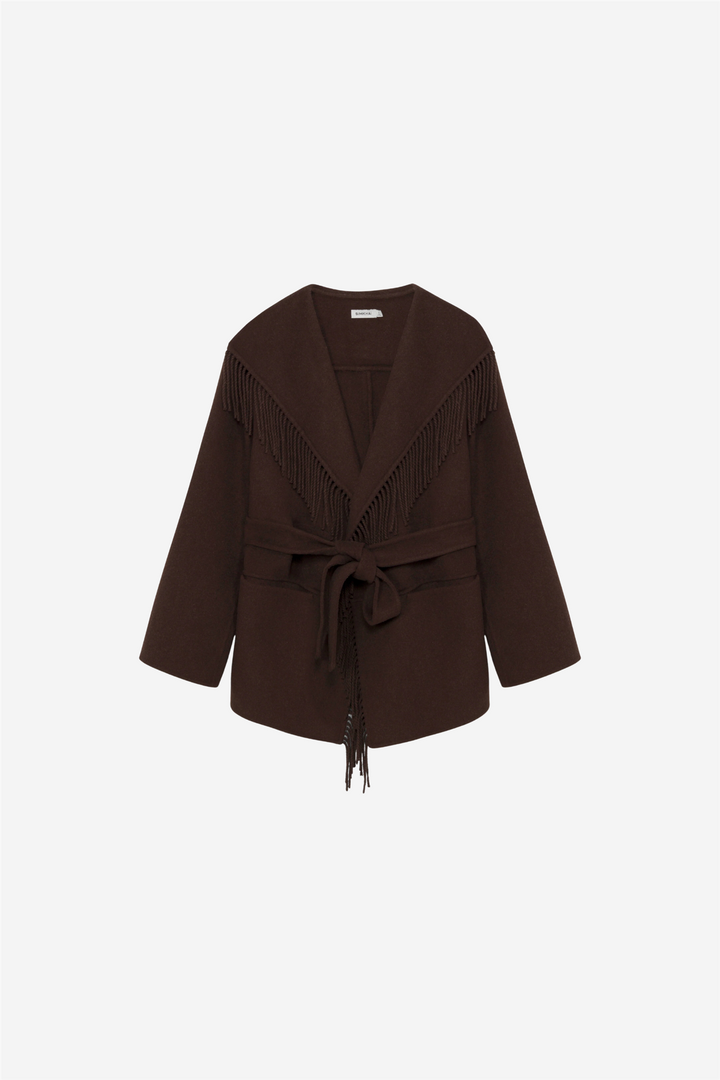 Rowen Fringe Jacket Choco Late