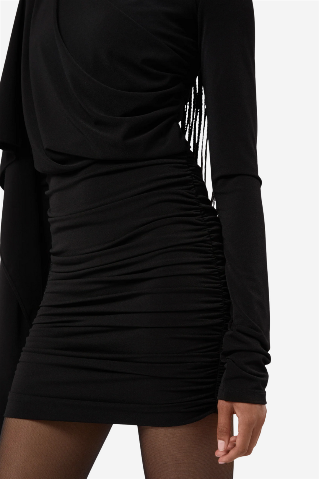 Xenia Cape Effect Mini Dress Black