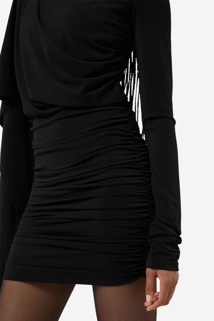 Xenia Cape Effect Mini Dress Black