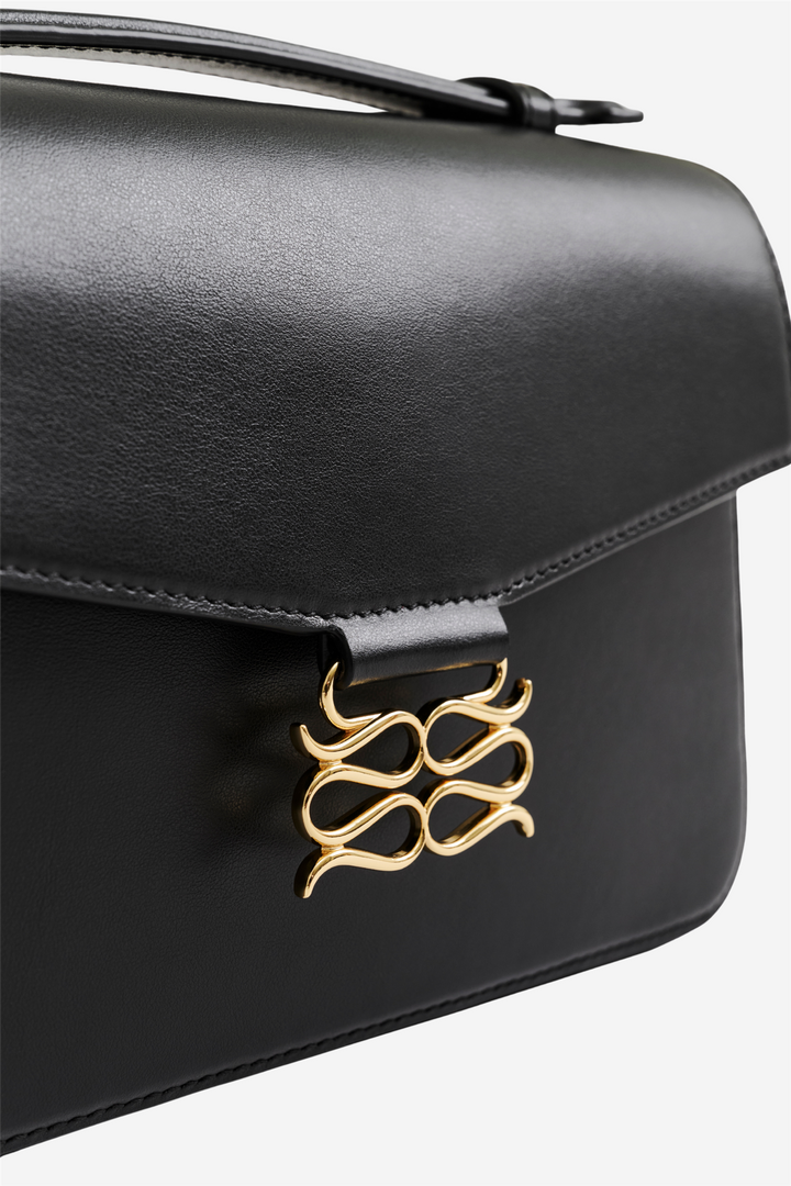 Monogram Leather Shoulder Bag Black