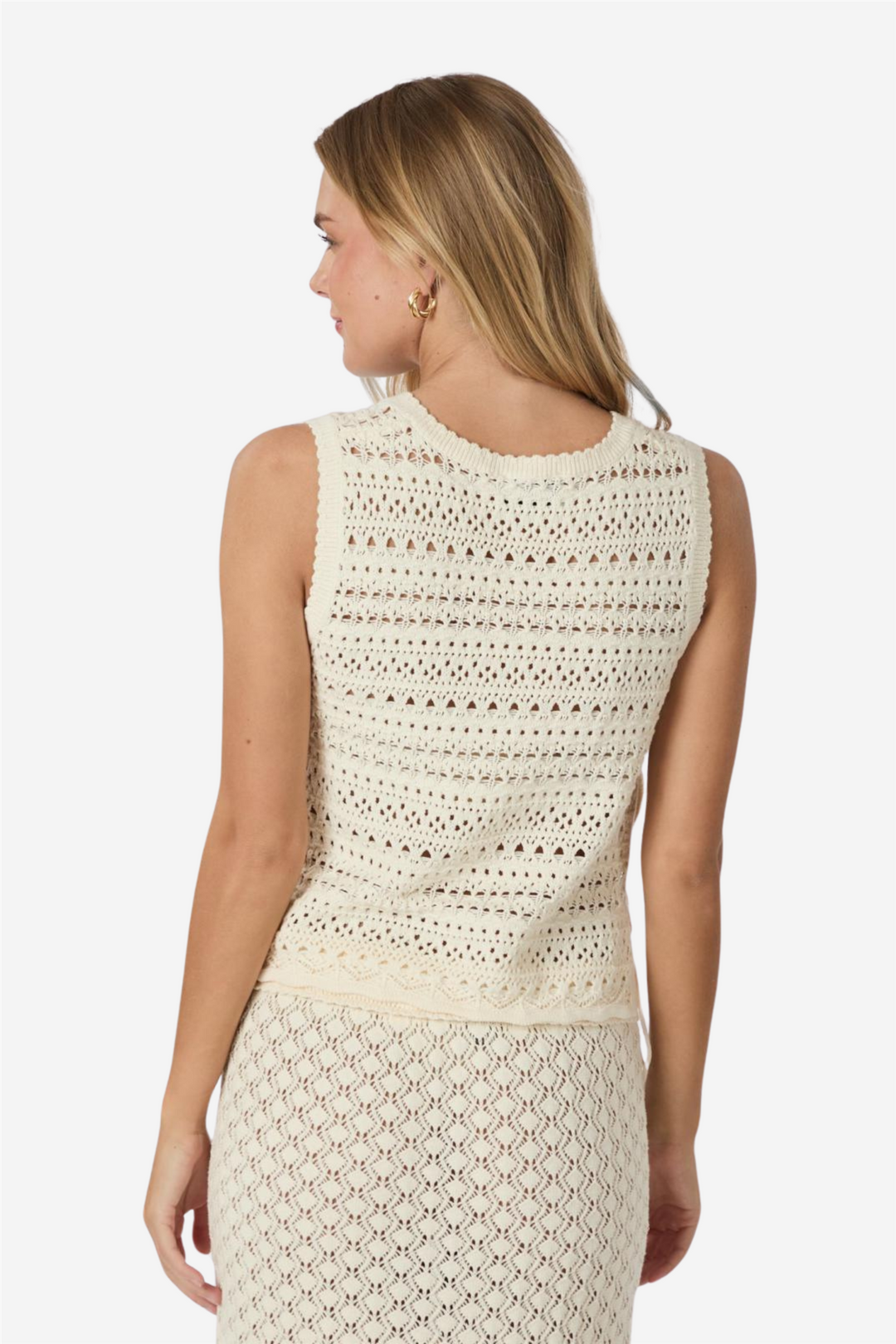 Pillina Crochet Knit Skirt Creme