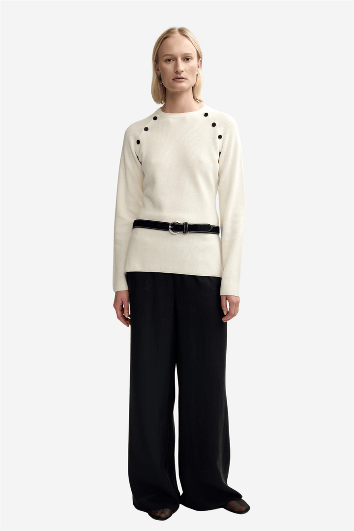 Christian Aks Genser & Cardigan Mary Merino Sweater Eggshell