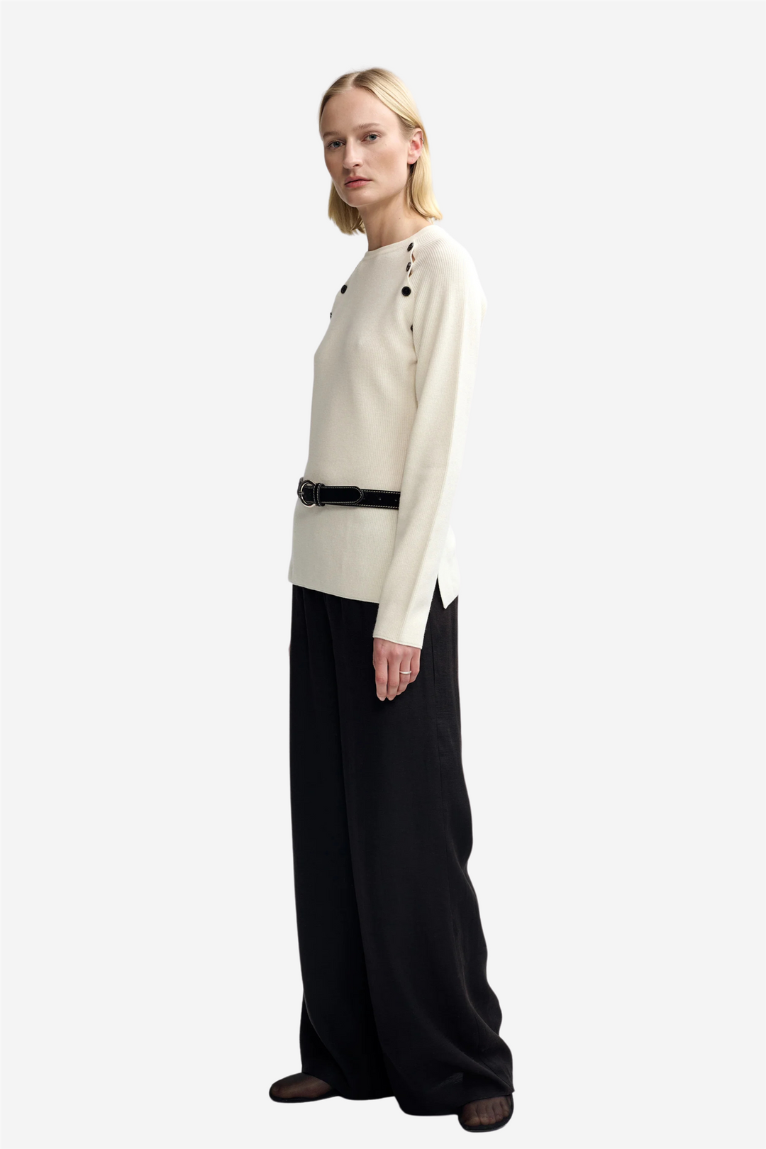 Christian Aks Genser & Cardigan Mary Merino Sweater Eggshell