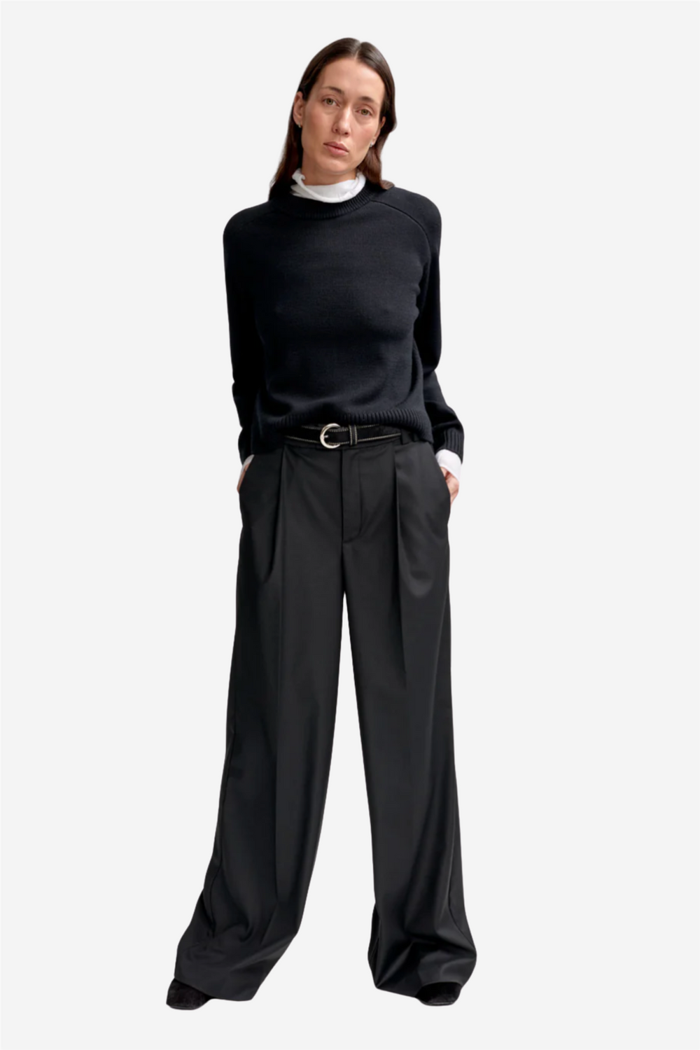 Christian Aks Genser & Cardigan Rina Merino Sweater Black