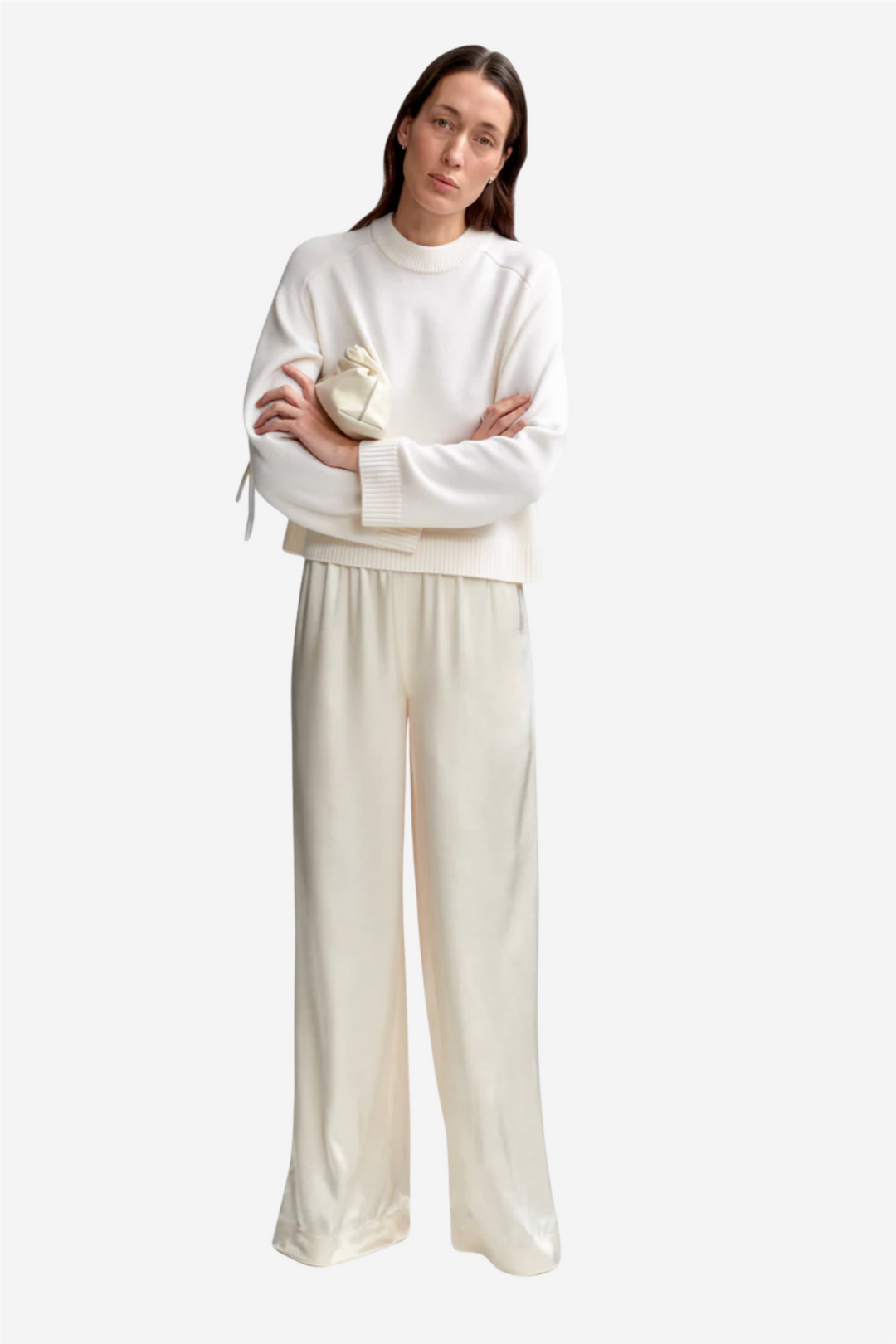 Christian Aks Genser & Cardigan Rina Merino Sweater White