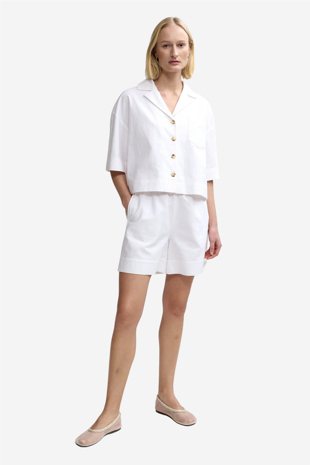 Christian Aks Shorts Lolita Linen Shorts White
