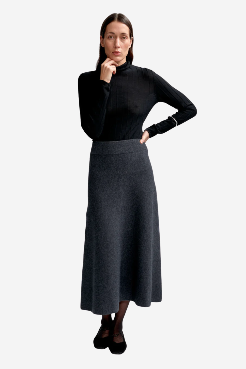 Christian Aks Skjørt Valeria Merino Skirt Charcoal