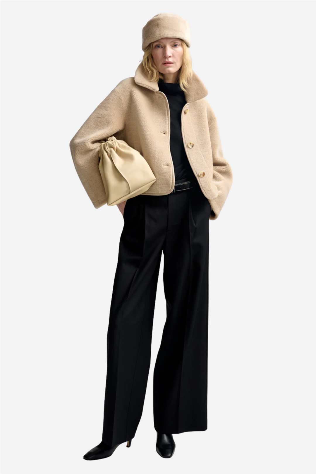 Christian Aks Tilbehør Adira Lamb Fur Hat Beige