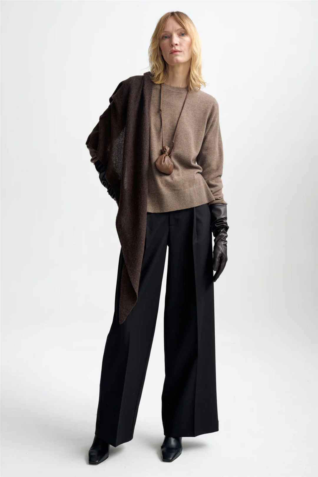 Christian Aks Tilbehør Mira Wool Cash Scarf Espresso